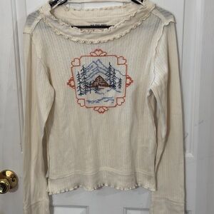 Free people We The Free through the woods size small ivory knit shirt. NWT